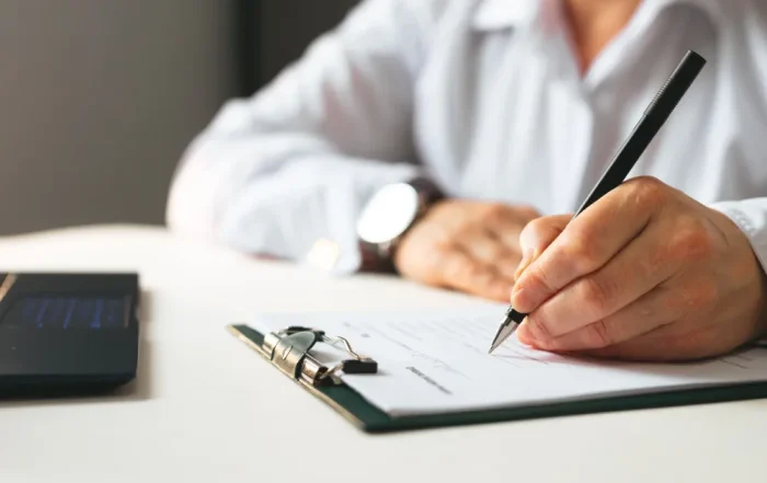 Persona firmando un contrato de fideicomiso de ahorro seguro en Mexico